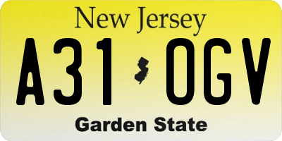 NJ license plate A31OGV