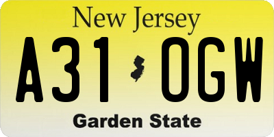 NJ license plate A31OGW