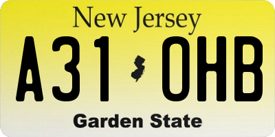 NJ license plate A31OHB