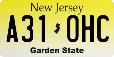 NJ license plate A31OHC