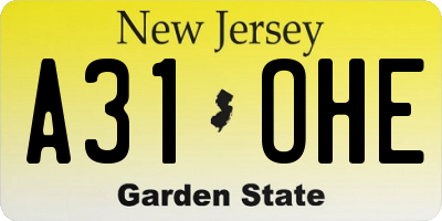 NJ license plate A31OHE