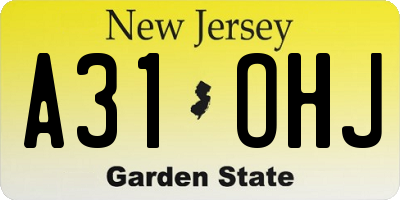 NJ license plate A31OHJ