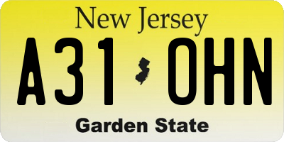 NJ license plate A31OHN