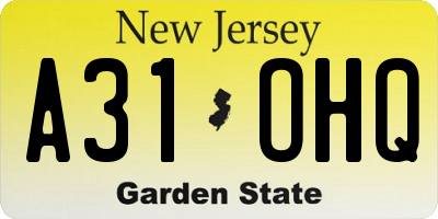 NJ license plate A31OHQ