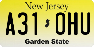 NJ license plate A31OHU