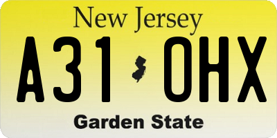 NJ license plate A31OHX