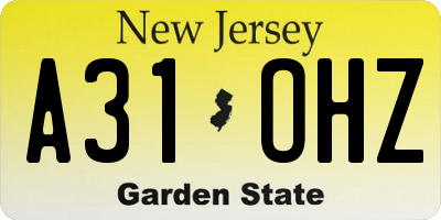 NJ license plate A31OHZ