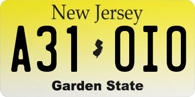 NJ license plate A31OIO