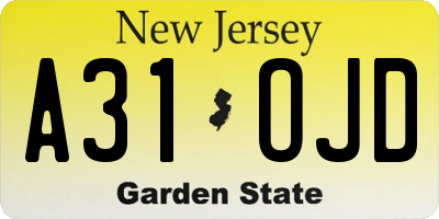NJ license plate A31OJD