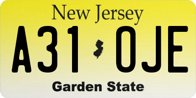 NJ license plate A31OJE
