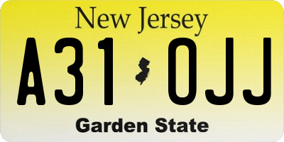 NJ license plate A31OJJ