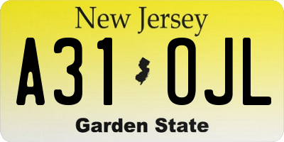 NJ license plate A31OJL