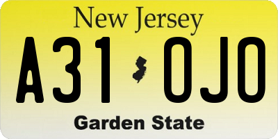 NJ license plate A31OJO