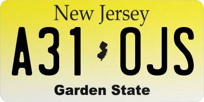 NJ license plate A31OJS