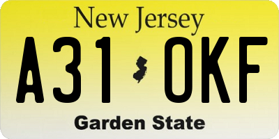 NJ license plate A31OKF