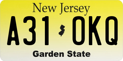 NJ license plate A31OKQ