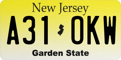 NJ license plate A31OKW