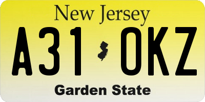 NJ license plate A31OKZ