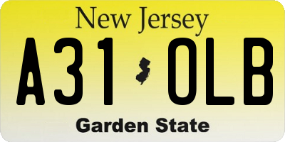 NJ license plate A31OLB