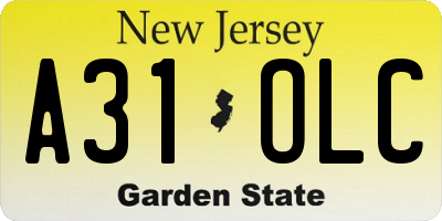 NJ license plate A31OLC