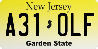 NJ license plate A31OLF