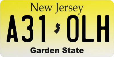 NJ license plate A31OLH