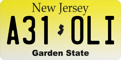 NJ license plate A31OLI