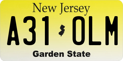 NJ license plate A31OLM