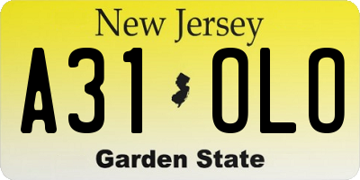NJ license plate A31OLO