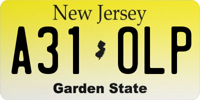 NJ license plate A31OLP