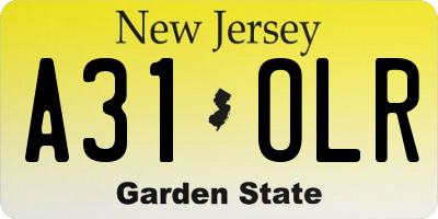 NJ license plate A31OLR