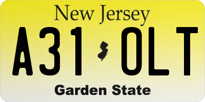 NJ license plate A31OLT