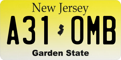 NJ license plate A31OMB