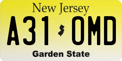 NJ license plate A31OMD
