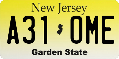 NJ license plate A31OME