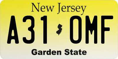 NJ license plate A31OMF