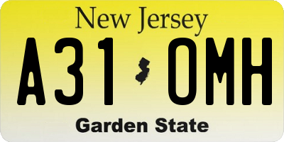 NJ license plate A31OMH