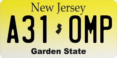 NJ license plate A31OMP