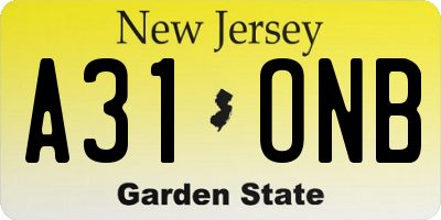 NJ license plate A31ONB