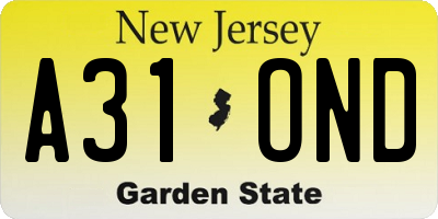 NJ license plate A31OND