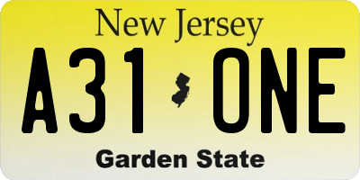 NJ license plate A31ONE