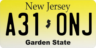 NJ license plate A31ONJ