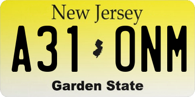 NJ license plate A31ONM