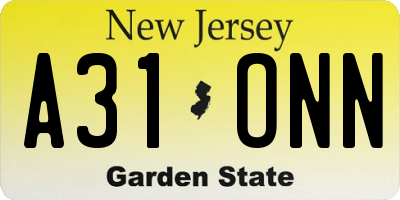 NJ license plate A31ONN