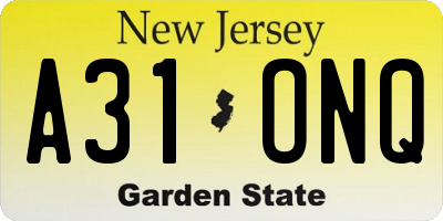 NJ license plate A31ONQ