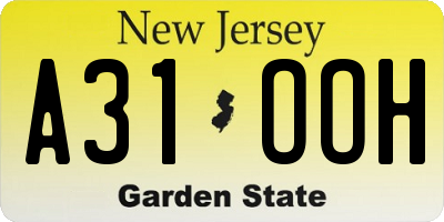 NJ license plate A31OOH