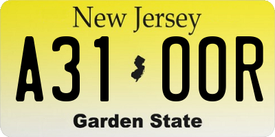 NJ license plate A31OOR