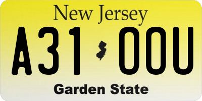 NJ license plate A31OOU
