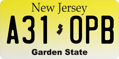 NJ license plate A31OPB