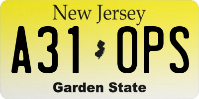 NJ license plate A31OPS